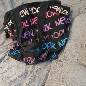Black Tote Bag with Colorful New York Print